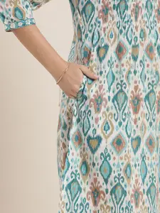 HERE&NOW Ethnic Motifs Printed Pure Cotton Kurta