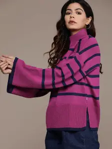 The Roadster Lifestyle Co. Flared Sleeves Striped Pullover