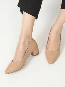 Flat n Heels Textured Block Heel Pumps