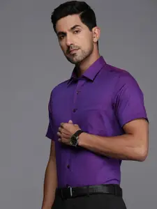 Louis Philippe Self Design Textured Slim Fit Pure Cotton Formal Shirt