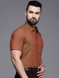 Louis Philippe Pure Cotton Self Design Textured  Slim Fit Formal Shirt