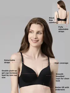 Enamor Padded Wired Medium Coverage Soft Brushed Fabric with Detachable straps Pusp-Up Bra