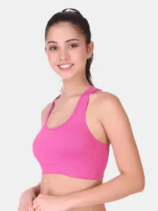 POOJA RAGENEE Racerback Full Support Seamless Non-Padded Non-Wired Cotton Sports Bra