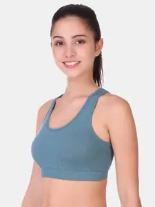 POOJA RAGENEE Racerback Full Support Seamless Non-Padded Non-Wired Cotton Sports Bra