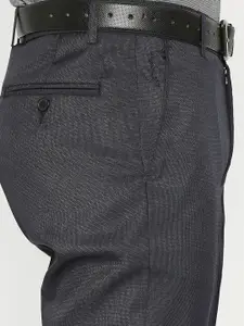 Solemio Men Mid-Rise Textured Formal Trousers