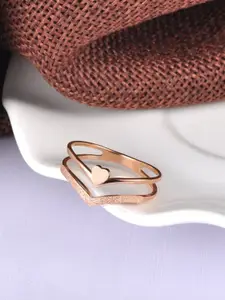 MYKI Rose Gold-Plated CZ-Studded Finger Ring