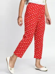 BAESD Girls Pack Of 3 Printed Pure Cotton Mid-Rise Lounge Pants