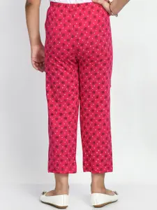 BAESD Girls Pack Of 4 Printed Pure Cotton Mid-Rise Lounge Pants