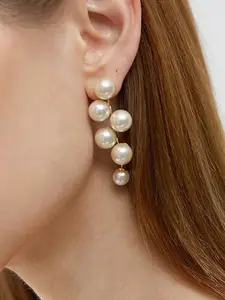Jewels Galaxy Gold Plated Pearl Drop Earrings