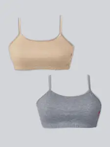 DChica Pack Of 4 Non-Padded All Day Comfort Non-Wired Gym Workout Cotton Bra