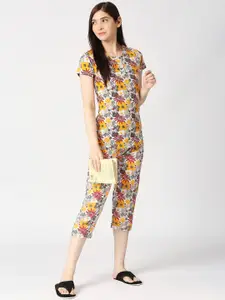 zebu Floral Printed Pure Cotton Night Suit