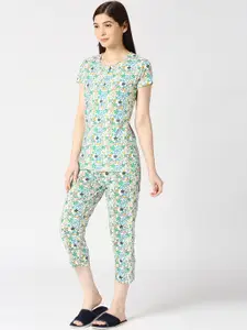 zebu Floral Printed Pure Cotton Night Suit