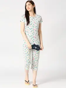 zebu Floral Printed Pure Cotton Night Suit