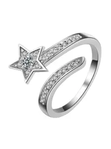 MYKI Silver-Plated Cubic Zirconia-Studded Ring