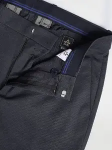 Arrow New York Men Mid-Rise Micro Checked Super Slim Fit Autoflex Trousers