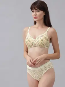 Imsa Moda Printed Lightly-Padded Bra With Mid-Rise Briefs