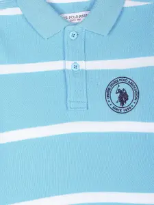 U.S. Polo Assn. Kids Boys Striped Polo Collar Pure Cotton T-shirt