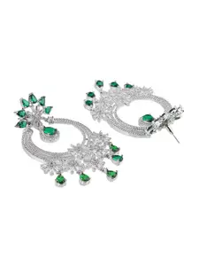 Adwitiya Collection Rhodium-Plated Crescent Shaped Chandbalis Earrings
