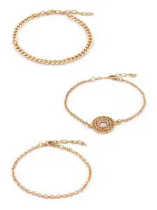 Zaveri Pearls Women Set of 6 Gold-Plated Link Bracelets