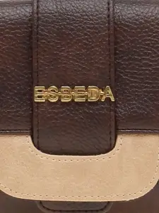 ESBEDA Women Brown & Beige Solid Two Fold Wallet