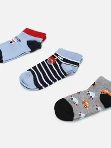 max Boys Pack Of 3 Patterned Ankle-Length Socks