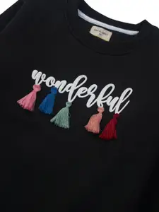 Gini and Jony Girls Typography Printed Cotton Sweatshirt