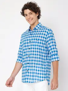 Mufti Slim Fit Gingham Checked Pure Cotton Casual Shirt