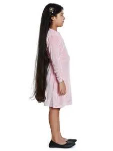 Peppermint Self Design A-Line Dress With Corsage