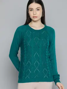 Chemistry Women Green Cable Knit Pullover