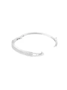 Adwitiya Collection Women Silver-Plated Stone Studded Bangle-Style Bracelet