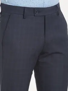 Turtle Men Tailored Slim Fit Checked Stretchable Formal Trousers