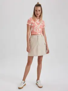 DeFacto Abstract Printed Crop T-shirt