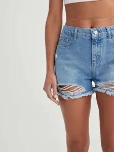 DeFacto Women Washed Distressed Denim Shorts