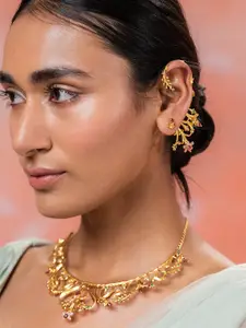 SHAYA Gold-Plated Contemporary Drop Earrings