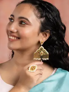 SHAYA Gold-Plated Contemporary Drop Earrings