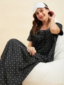 Sweet Dreams Black & White Floral Printed Maxi Nightdress