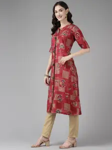Aarika Floral Printed Mandarin Collar Kurta