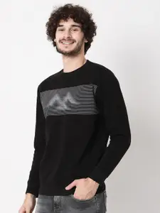 Mufti Abstract Printed Cotton Pullover Sweatshirt