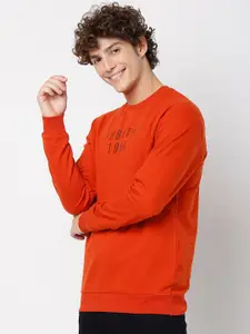 Mufti Typography Slim Fit Full Sleeves Pure Cotton Sweatshirt