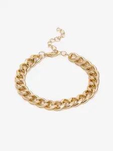 DressBerry Women Set Of 4 Gold-Plated Gold-Toned Link Bracelets