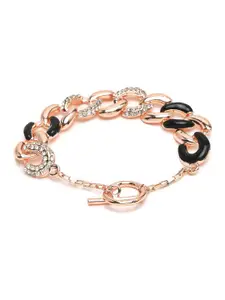 DressBerry Women Gold-Plated Stone Studded Link Bracelet