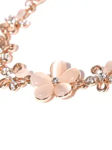 DressBerry Women Gold-Plated Gold-Toned & Pink Link Bracelet