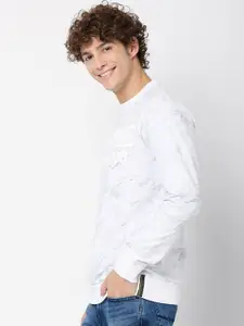 Mufti Typography Slim Fit Full Sleeves Pure Cotton Sweatshirt