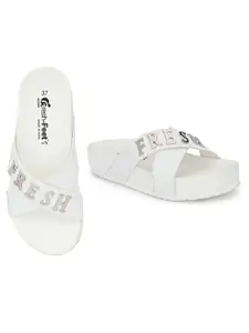 FRESH 1947 FEET Women Embellished Cross Strap Sliders