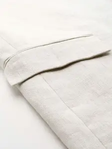 MANGO Women Linen Single-Breasted Oversized Longline Blazer