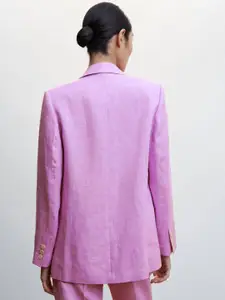 MANGO Pure Linen Single-Breasted Oversized Blazer