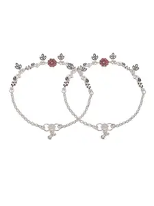 Silvermerc Designs Set Of 2 Silver-Plated Beaded Anklets