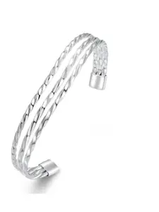 MYKI Silver-Plated Cubic Zirconia Cuff Bracelet