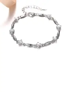 MYKI Women Silver-Plated Cubic Zirconia Link Bracelet