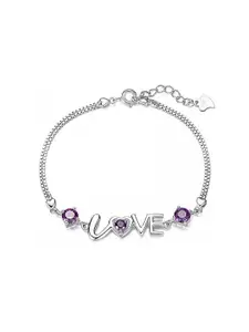 MYKI Women Silver-Plated Cubic Zirconia Link Bracelet